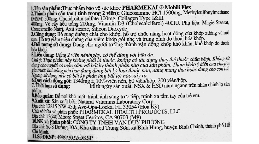 Thực phẩm bảo vệ sức khỏe Pharmekal® Mobili Flex - 5